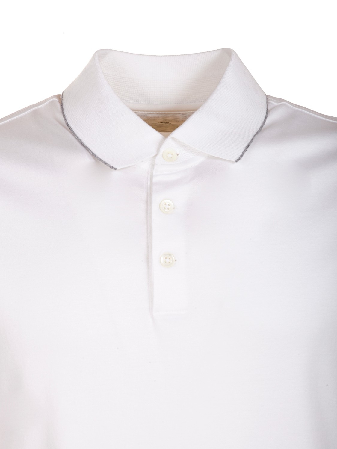 shop BRUNELLO CUCINELLI Saldi Polo: Brunello Cucinelli polo in cotone.
Colletto con profilo a contrasto.
Chiusura a tre bottoni.
Maniche corte.
Regular fit.
Composizione: 100% cotone. 
Fabbricato in Italia.. M0T718126-CXO49 number 8554619